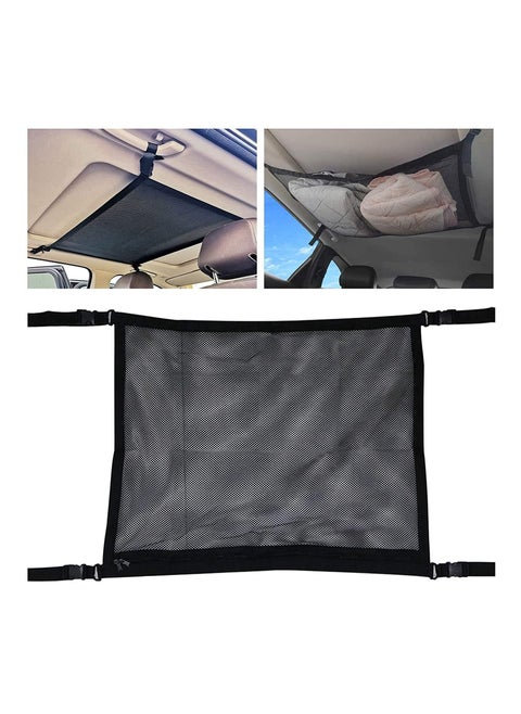 SYOSI Car Ceiling Storage Net, Universal Roof Net Bag, Car Roof Interior Sundries Mesh Cargo Net Breathable Adjustable with Zipper for Most Car SUV MPV Truck Plus Mounting Points