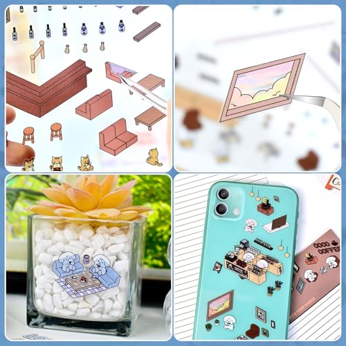 Draupnir ملصقات منزلية ثلاثية الأبعاد DIY، مجموعة 4 ملصقات ممتعة DIY لصنع منزلك الدافئ، سوبر ماركت، مقهى، بار موسيقي، ملصق مشهد كرتوني ثلاثي الأبعاد لطيف للكبار والأطفال لتخفيف التوتر وقضاء الوقت (SY1.0) - Image 3