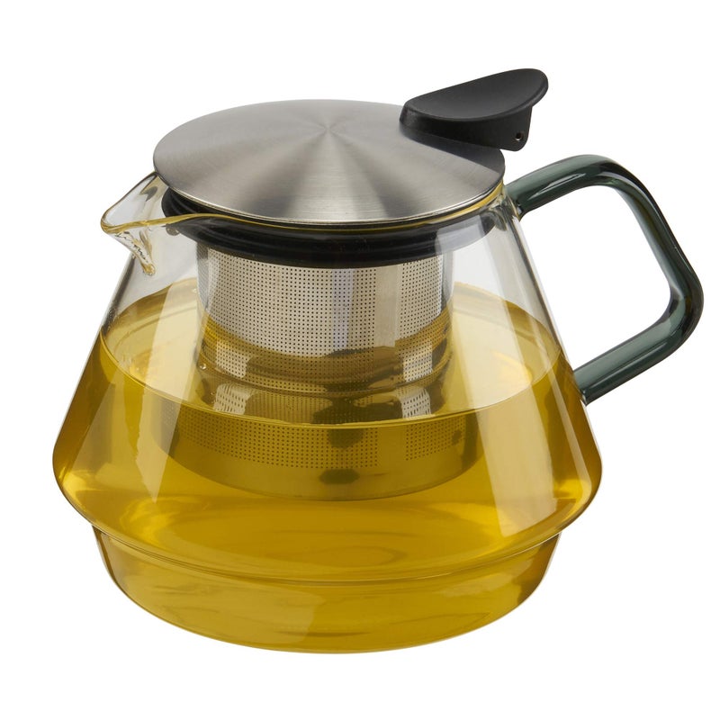 casaWare 24-Ounce Borosilicate Glass Teapot, One Hand Easy to Pour Design with Press Open Stainless Lid and Removable - Image 1