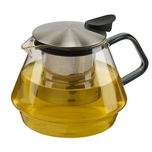 casaWare 24-Ounce Borosilicate Glass Teapot, One Hand Easy to Pour Design with Press Open Stainless Lid and Removable - Image 2