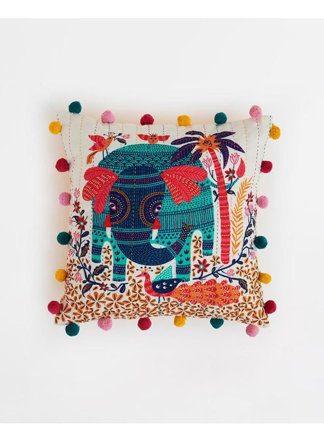 Chumbak Galle Elephant 16" Gondh Cushion Cover - Image 2