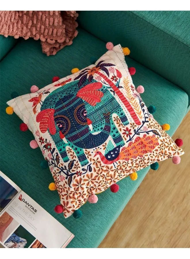 Galle Elephant 16" Gondh Cushion Cover