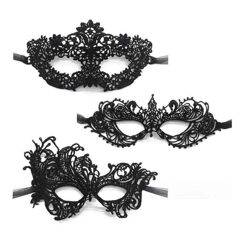 TFTSR Masquerade Masks for Women & Men - Mardi Gras & Venetian Dress Mask in Black & Gold Lace - Image 1