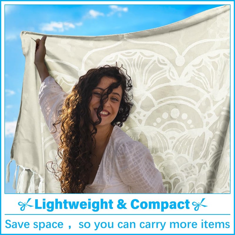 Vikumond Oversized Turkish Beach Towel Blanket Xxl Cotton Sandproof Towels Boho Woven Extra Large Big Sand Free Giant Throw Blankets Huge Quilt Xl Picnic Camping Necessities Cloud For Adult Gifts - Image 3