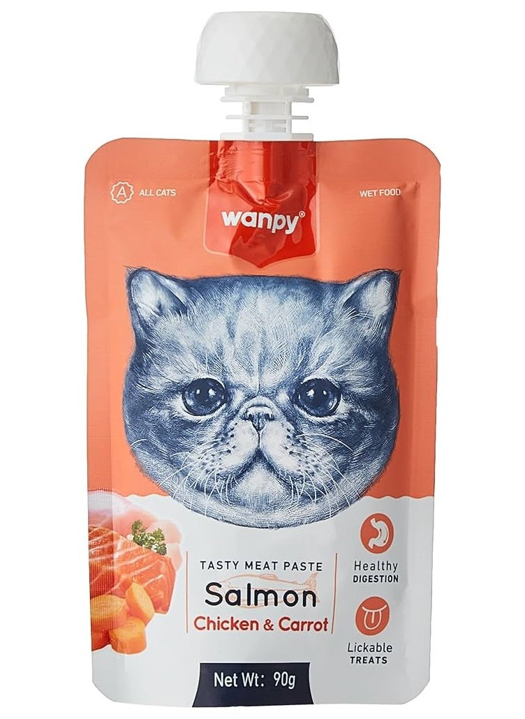 Wanpy Meat Paste - Salmon, Chicken, and Carrot for Cats, 90g 
