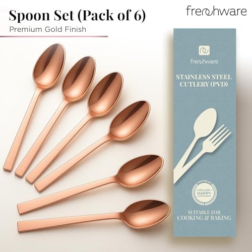Frenchware Cutlery (Set of 6, Stainless Steel PVD Rose Gold Spoons Set), 100% Food Grade, Non Toxic, Anti-Rust, Dishwasher Safe, Perfect Gifting Set for All Occasions - Image 2