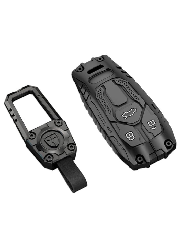 ماركة غير محددة غطاء مفتاح Audi Key Fob مع سلسلة مفاتيح، ملحقات حافظة مفاتيح السيارة من سبائك الزنك لسيارات Audi TTS SQ5 R8 RS4 RS5 S5 A3 A4 A5 A6 Q7 Q5 الذكية عن بعد بدون مفتاح من السيليكون  - Image 1