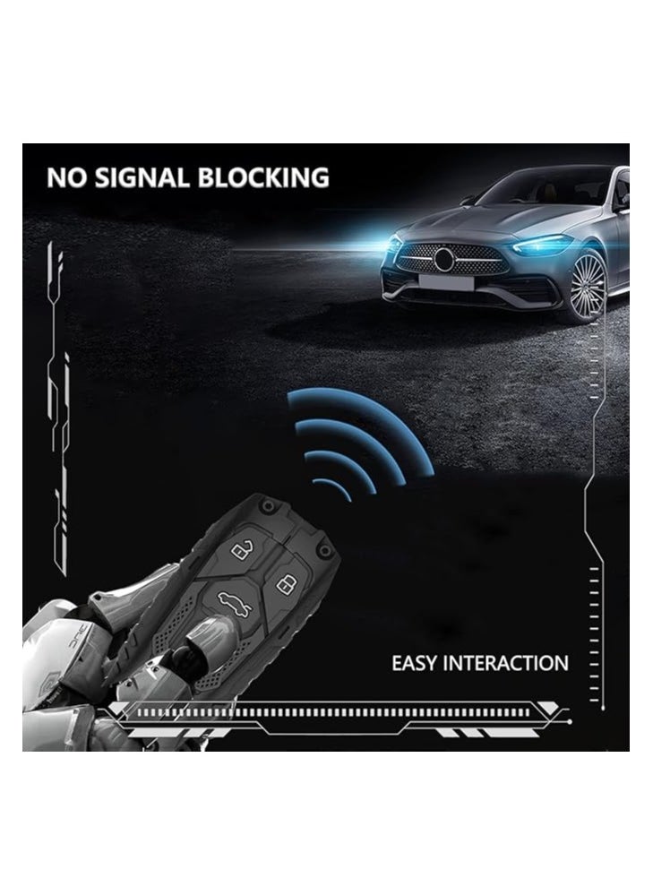 ماركة غير محددة غطاء مفتاح Audi Key Fob مع سلسلة مفاتيح، ملحقات حافظة مفاتيح السيارة من سبائك الزنك لسيارات Audi TTS SQ5 R8 RS4 RS5 S5 A3 A4 A5 A6 Q7 Q5 الذكية عن بعد بدون مفتاح من السيليكون  - Image 3