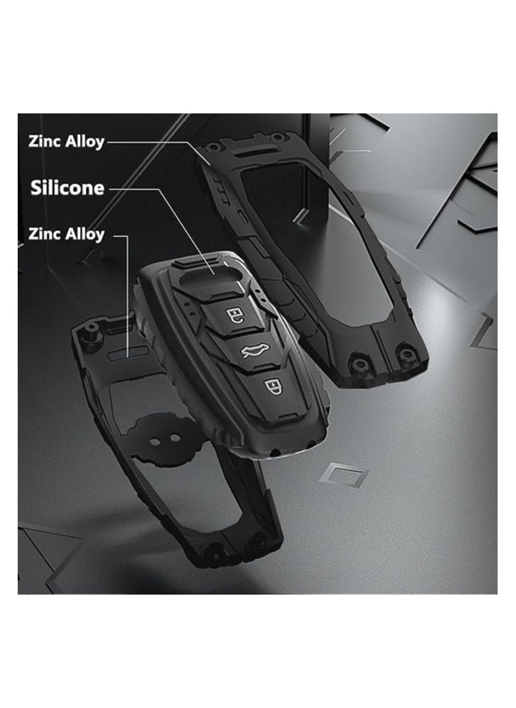 ماركة غير محددة غطاء مفتاح Audi Key Fob مع سلسلة مفاتيح، ملحقات حافظة مفاتيح السيارة من سبائك الزنك لسيارات Audi TTS SQ5 R8 RS4 RS5 S5 A3 A4 A5 A6 Q7 Q5 الذكية عن بعد بدون مفتاح من السيليكون  - Image 4