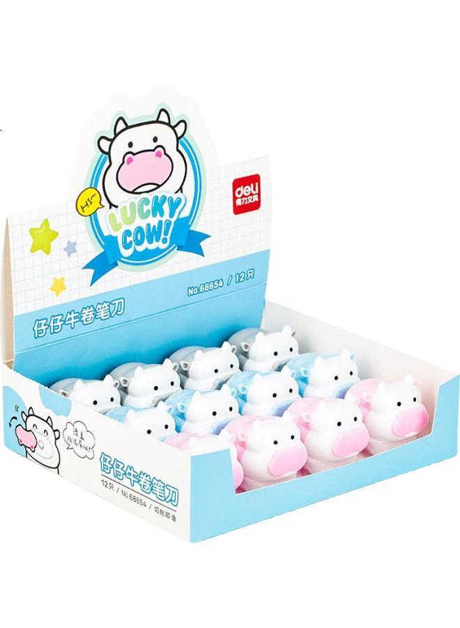 Deli 12-Pack Cartoon Pencil Sharpener For Students, Cartoon Pencil Sharpener With Sealed Door, Rotating Pencil Sharpener, Student Stationery, Exam Birthday Back-To Gift, Mixed Colors - Image 2