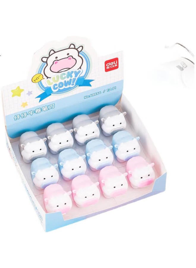 Deli 12-Pack Cartoon Pencil Sharpener For Students, Cartoon Pencil Sharpener With Sealed Door, Rotating Pencil Sharpener, Student Stationery, Exam Birthday Back-To Gift, Mixed Colors - Image 3