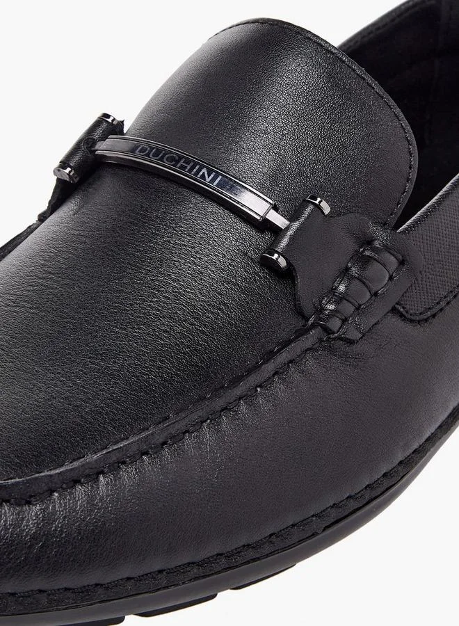 Duchini BLACK Men Horsebit Accent Leather Loafers for Men | Best Price UAE
