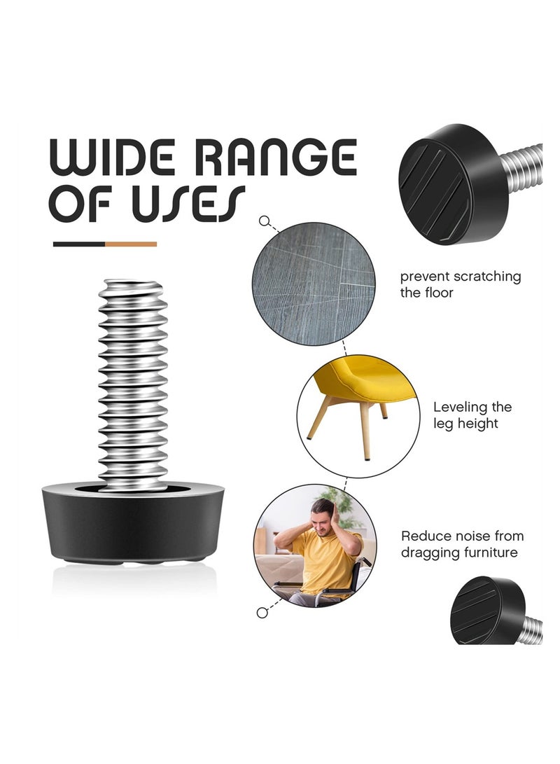 Furniture Levelers, 20 Pcs 1/4 UNC Thread Adjustable Leg Levelers Screw On Furniture Glide Leveling for Table, Chair, Furniture Legs, Patio Furniture Workbench Legs - Image 5