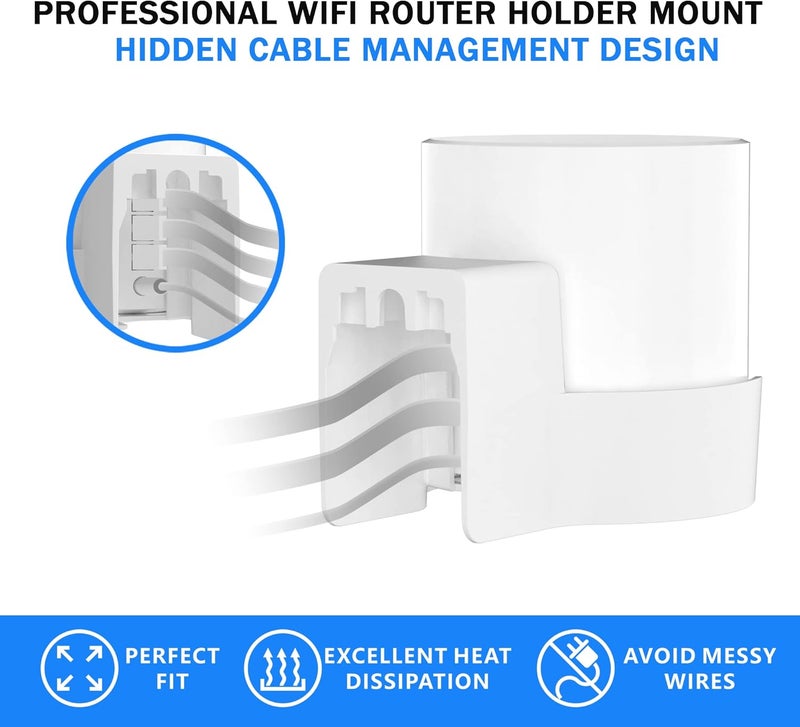 SONGCHEER Router Shelf Wall Mount for Tp Link Deco X20 X50 X60 X55 Deco Mesh WiFi 6 WiFi Router Holder Stand Bracket Shelf Cable Organizer with Screw Mounting Kit (1Pack) - Image 4