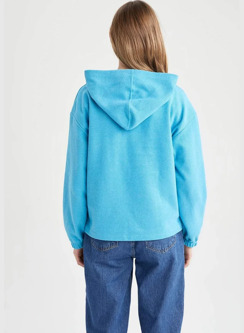 DeFacto Woman Regular Fit Hooded Long Sleeve Knitted Sweatshirt