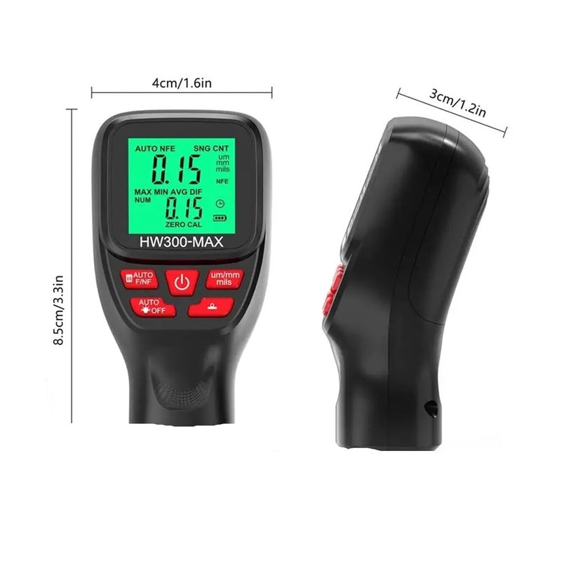 HW300 MAX 0 2000UM Coating Thickness Gauge Car Paint Film Tester Easy to Use Black - Image 5