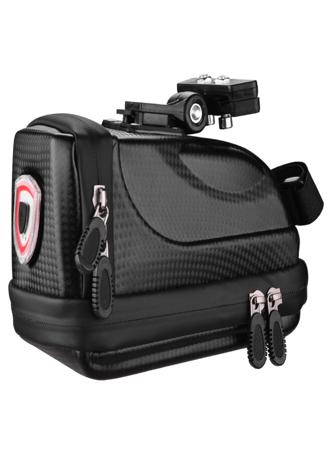 Generic Hard Shell Bicycle Saddle Bag with Taillight & Rain Cover Waterproof Bicycle Storage Bag Cycling Rear Seat Post Bag Solid Tail Rear Bag  - Image 2