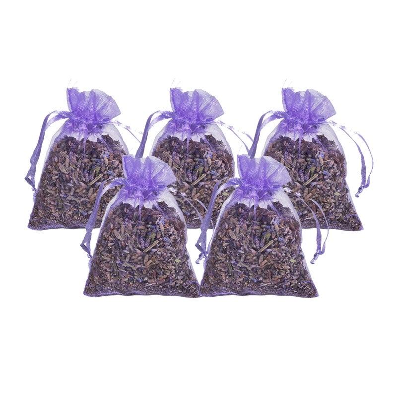 5g Mesh Bag Dried Lavender Sachets, Natural Lavender Fragrance Bags for Car, Wardrobe & Shoe Cabinet Deodorizer, Air Freshener,5 Pack - Image 1