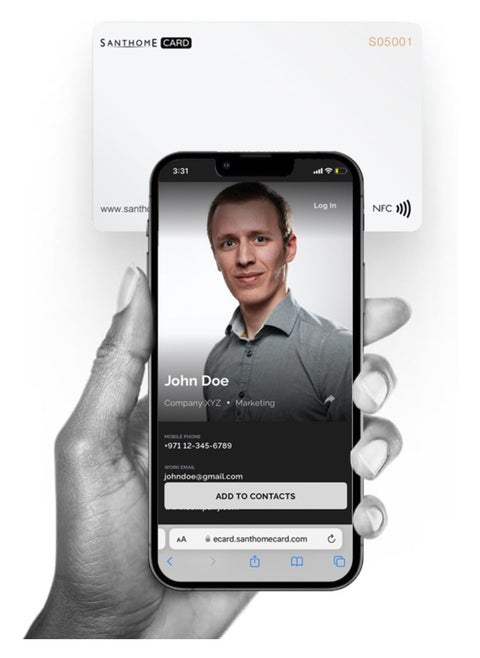 Smart Digital NFC Business Card for Instant Contact and Social Media iOS and Android Electronic Business Card White