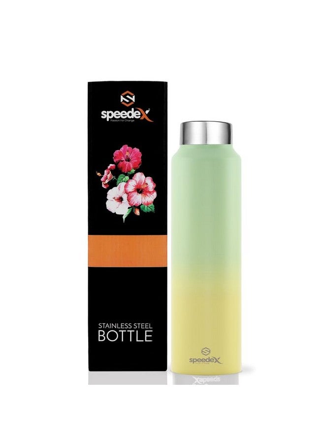 Speedex Stainless Steel Yellow Green Water Bottle 1 Litre with Screw Cap | Leak Proof & BPA Free | Fridge Safe Bottle for School, Gym, Office | For Boys, Girls, Men, Women, Kids - Image 1