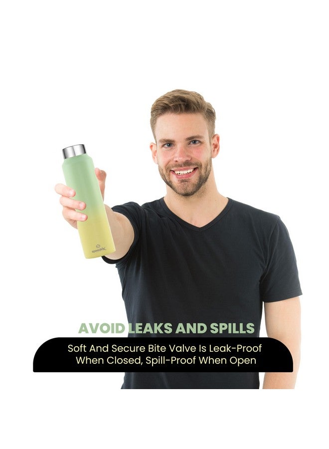 Speedex Stainless Steel Yellow Green Water Bottle 1 Litre with Screw Cap | Leak Proof & BPA Free | Fridge Safe Bottle for School, Gym, Office | For Boys, Girls, Men, Women, Kids - Image 2