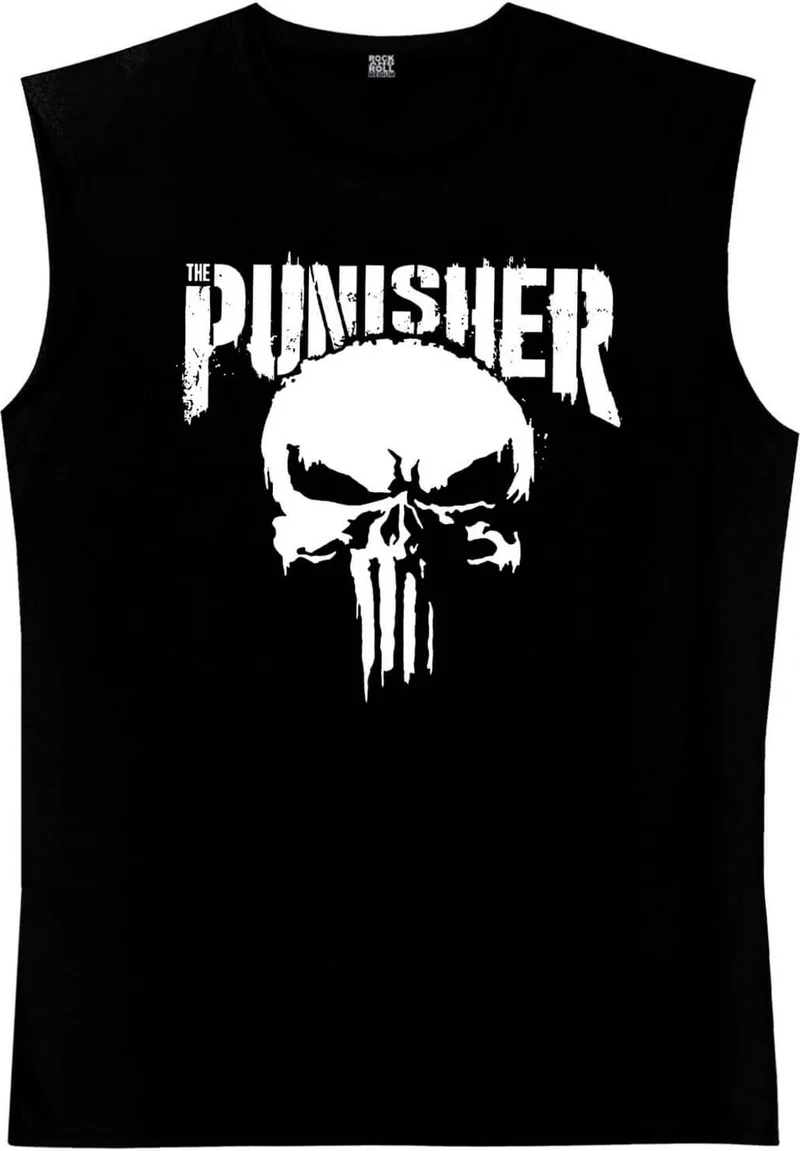 روك اند رول Punisher Black Cut Sleeve / Sleeveless Men's T-Shirt