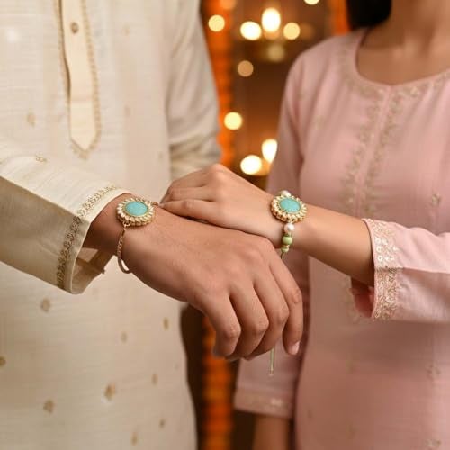 ascension Mens Couple Rakhi for Bhaiya Bhabhi Bracelet Set Magnet Gift for Brother Couple Band with You are My Hero Fridge Magnet for Gift & Roli Tilak - Image 3