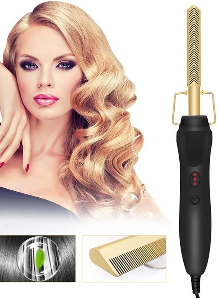 ELTRAZONE Hair Straightener Brush, Electric Heating Comb, Portable Travel Anti-Scald Beard Straightener Press Comb, Ceramic Security Curling Iron Fast Heating Hot Comb, Anti-Scald  - Image 1