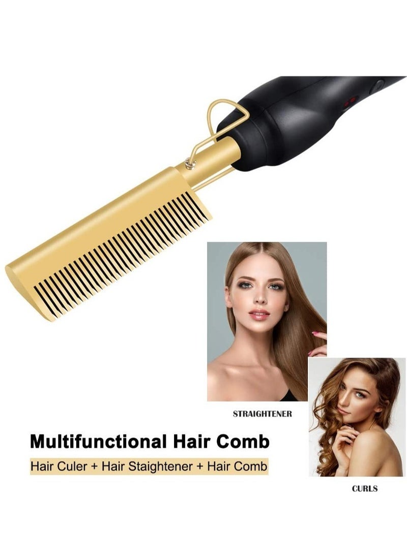 ELTRAZONE Hair Straightener Brush, Electric Heating Comb, Portable Travel Anti-Scald Beard Straightener Press Comb, Ceramic Security Curling Iron Fast Heating Hot Comb, Anti-Scald  - Image 5