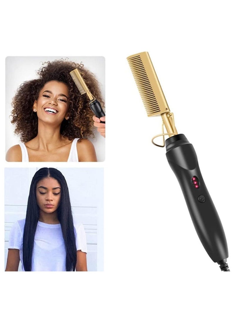 ELTRAZONE Hair Straightener Brush, Electric Heating Comb, Portable Travel Anti-Scald Beard Straightener Press Comb, Ceramic Security Curling Iron Fast Heating Hot Comb, Anti-Scald  - Image 4