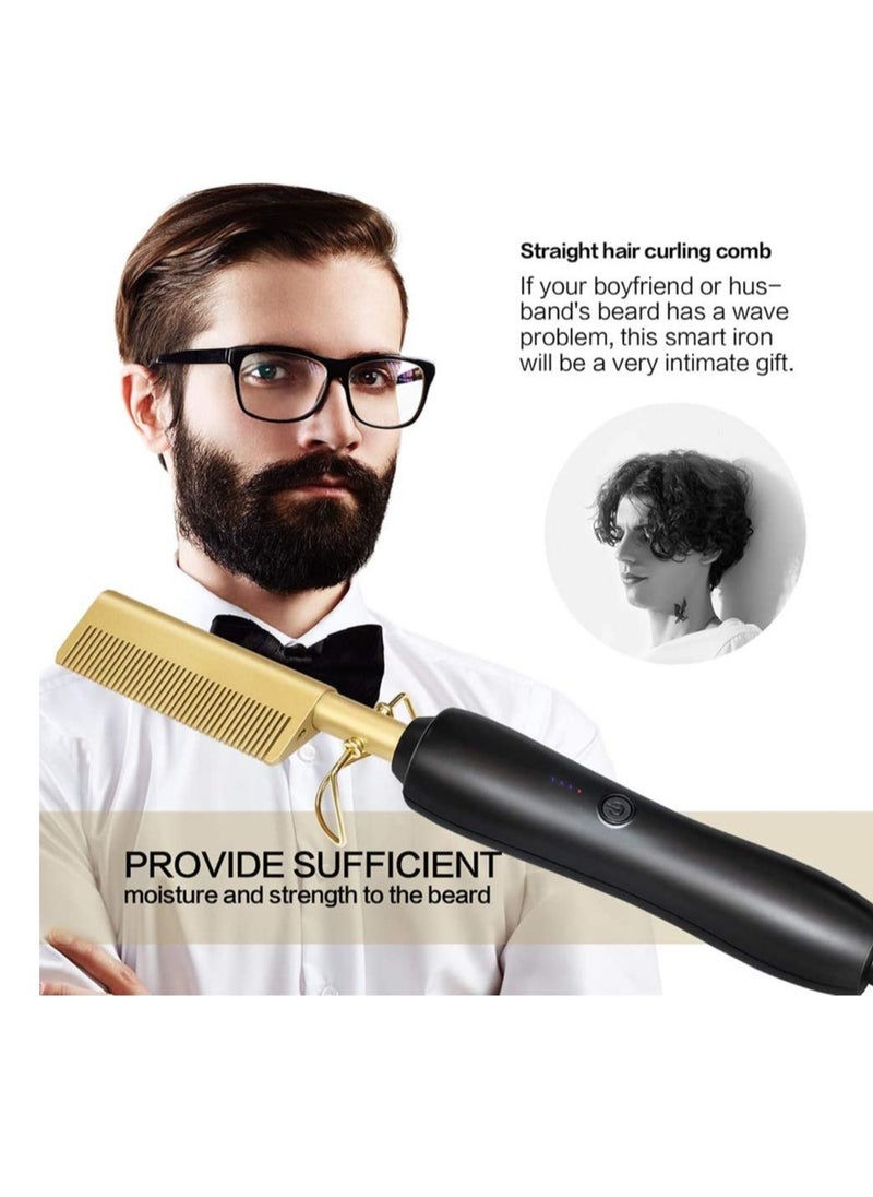 ELTRAZONE Hair Straightener Brush, Electric Heating Comb, Portable Travel Anti-Scald Beard Straightener Press Comb, Ceramic Security Curling Iron Fast Heating Hot Comb, Anti-Scald  - Image 2
