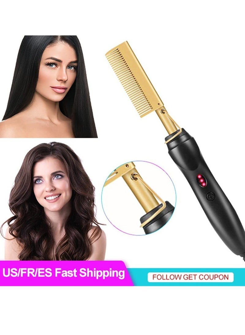 ELTRAZONE Hair Straightener Brush, Electric Heating Comb, Portable Travel Anti-Scald Beard Straightener Press Comb, Ceramic Security Curling Iron Fast Heating Hot Comb, Anti-Scald  - Image 3