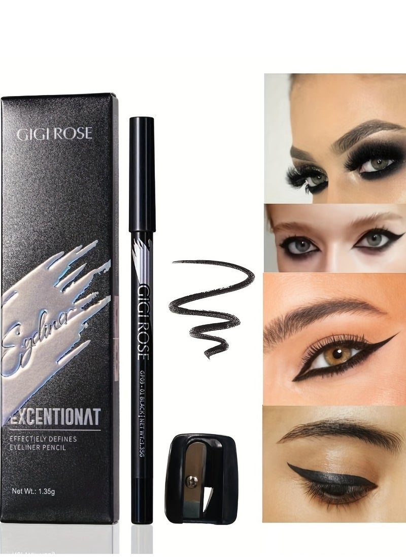 GIGI ROSE Black Eyeliner Pencil Eye Liner Pen with Sharpener Semi Matte Finish Long Lasting Waterproof Quick Drying Eyeliner Pen  - Image 1