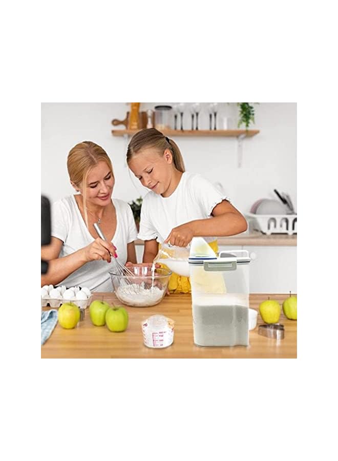 IAF 4 pcs Cereal & Dry Food Storage Containers with Measuring Cup, Airtight Plastic Kitchen Storage Organizer, Clear Food Storage Box for Flour, Sugar, Rice - BPA Free Container with Locking Lids - Image 5