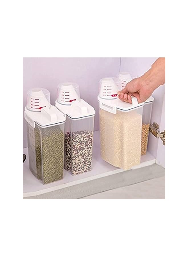 IAF 4 pcs Cereal & Dry Food Storage Containers with Measuring Cup, Airtight Plastic Kitchen Storage Organizer, Clear Food Storage Box for Flour, Sugar, Rice - BPA Free Container with Locking Lids - Image 2