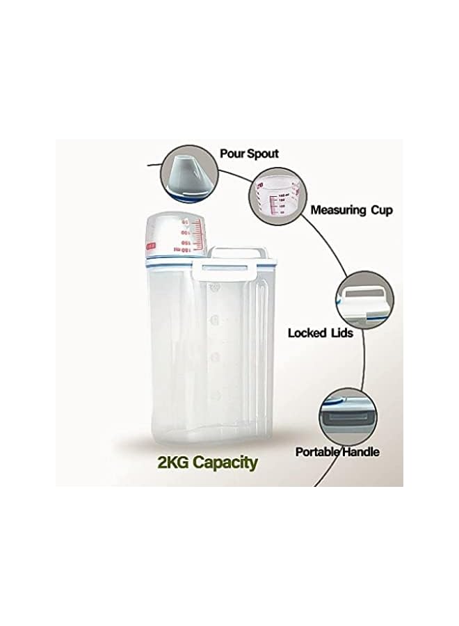 IAF 4 pcs Cereal & Dry Food Storage Containers with Measuring Cup, Airtight Plastic Kitchen Storage Organizer, Clear Food Storage Box for Flour, Sugar, Rice - BPA Free Container with Locking Lids - Image 4