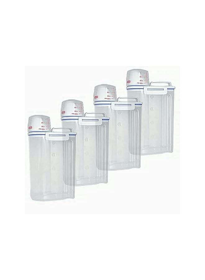 IAF 4 pcs Cereal & Dry Food Storage Containers with Measuring Cup, Airtight Plastic Kitchen Storage Organizer, Clear Food Storage Box for Flour, Sugar, Rice - BPA Free Container with Locking Lids - Image 3