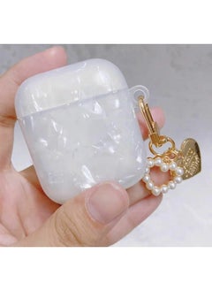 Suitable For AirPods 4 Headset Protective Cover Cartoon Shell Pattern For Apple1/2/3 Generation Pro2 Bluetooth Pendant Bracelet-Color:Shell Love Pendant-white-Model:AirPods (third Generation) Protective Cover