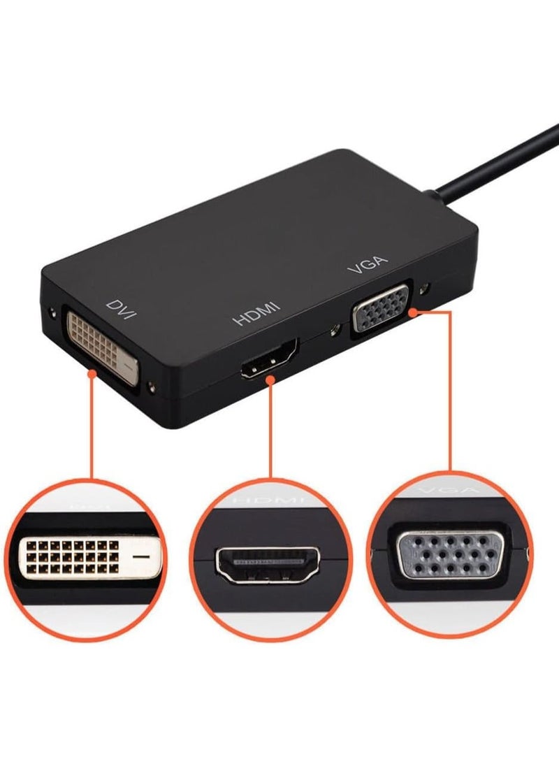 Mini DisplayPort to HDMI VGA DVI Adapter – 3-in-1 Multiport Converter for Laptop, PC & Mac