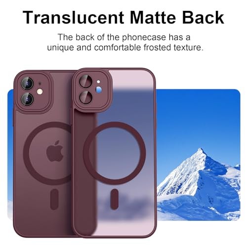 Tobfit Silicone Case For iPhone 12 6.1-Inch Compatible With Magsafe, Translucent Matte Back Slim Shockproof Case Phone Cover For iPhone 12,Wine Red - Image 4