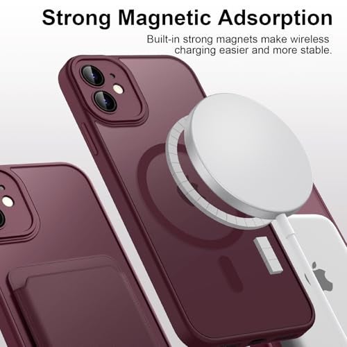 Tobfit Silicone Case For iPhone 12 6.1-Inch Compatible With Magsafe, Translucent Matte Back Slim Shockproof Case Phone Cover For iPhone 12,Wine Red - Image 5