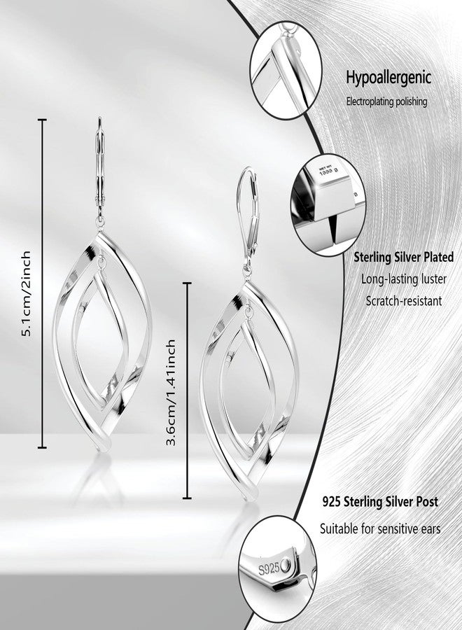 ALEXCRAFT Sterling Silver Earrings for Women Twisted Dangle Drop Earrings Hypoallergenic 925 Sterling Silver Double Spiral Leverback Dangle Drop Earring for Women Jewelry Gifts - Image 3