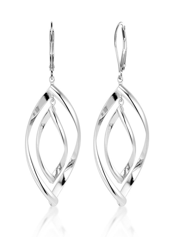 ALEXCRAFT Sterling Silver Earrings for Women Twisted Dangle Drop Earrings Hypoallergenic 925 Sterling Silver Double Spiral Leverback Dangle Drop Earring for Women Jewelry Gifts - Image 1