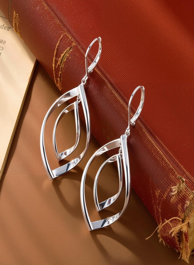 ALEXCRAFT Sterling Silver Earrings for Women Twisted Dangle Drop Earrings Hypoallergenic 925 Sterling Silver Double Spiral Leverback Dangle Drop Earring for Women Jewelry Gifts - Image 5