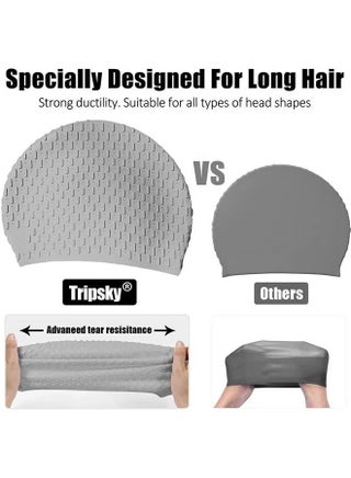 Silicone Swim Cap, Swim Caps with Ear Protection, Comfortable Bathing Cap for Curly Short Medium Long Hair, Durable Non Slip Waterproof Swim Cap for Adults - view 4