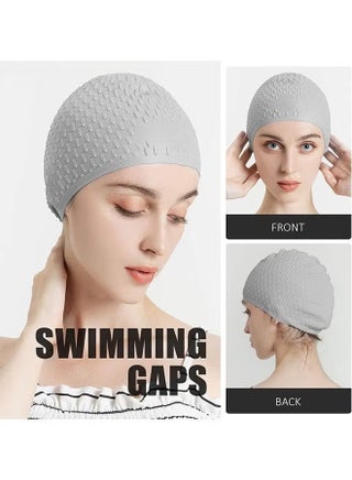 Silicone Swim Cap, Swim Caps with Ear Protection, Comfortable Bathing Cap for Curly Short Medium Long Hair, Durable Non Slip Waterproof Swim Cap for Adults - view 3