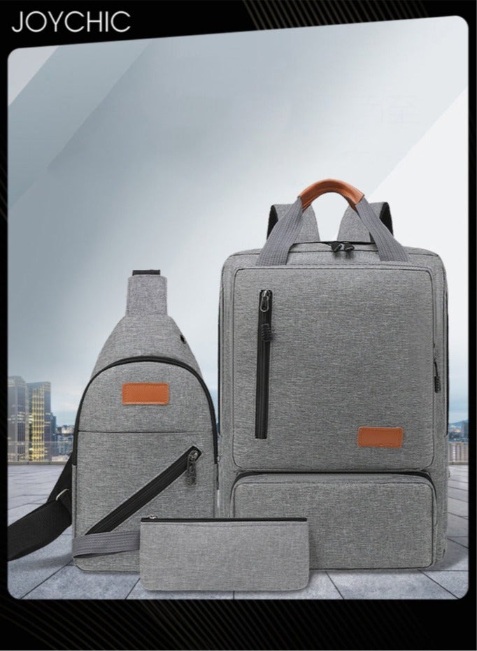 Joychic حقيبة ظهر أكسفورد للسفر للكمبيوتر المحمول مكونة من 3 قطع بنمط متين وسحاب حقيبة مدرسية مضادة للسرقة ومضادة للماء للرجال والنساء للاستخدام اليومي في المكتب في الهواء الطلق - Image 1