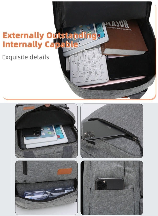 Joychic حقيبة ظهر أكسفورد للسفر للكمبيوتر المحمول مكونة من 3 قطع بنمط متين وسحاب حقيبة مدرسية مضادة للسرقة ومضادة للماء للرجال والنساء للاستخدام اليومي في المكتب في الهواء الطلق - Image 4