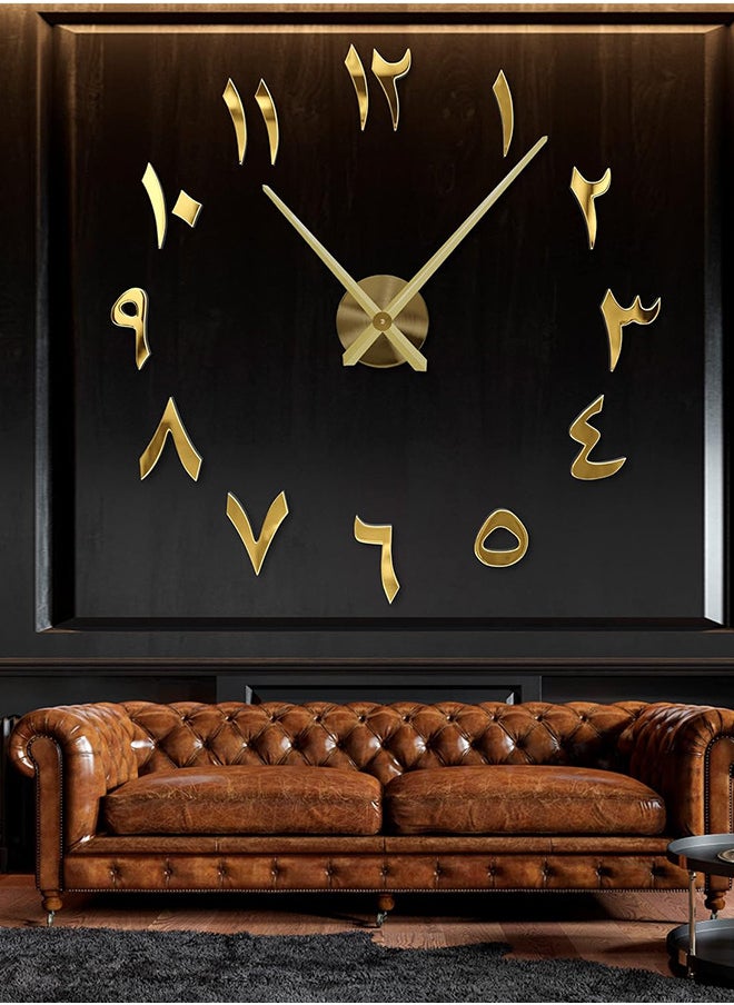 VINSOC 3D Acrylic DIY Wall Clock Large Modern Silent Timepiece Frameless Design Perfect for Living Room, Home Office Gold  - Image 1