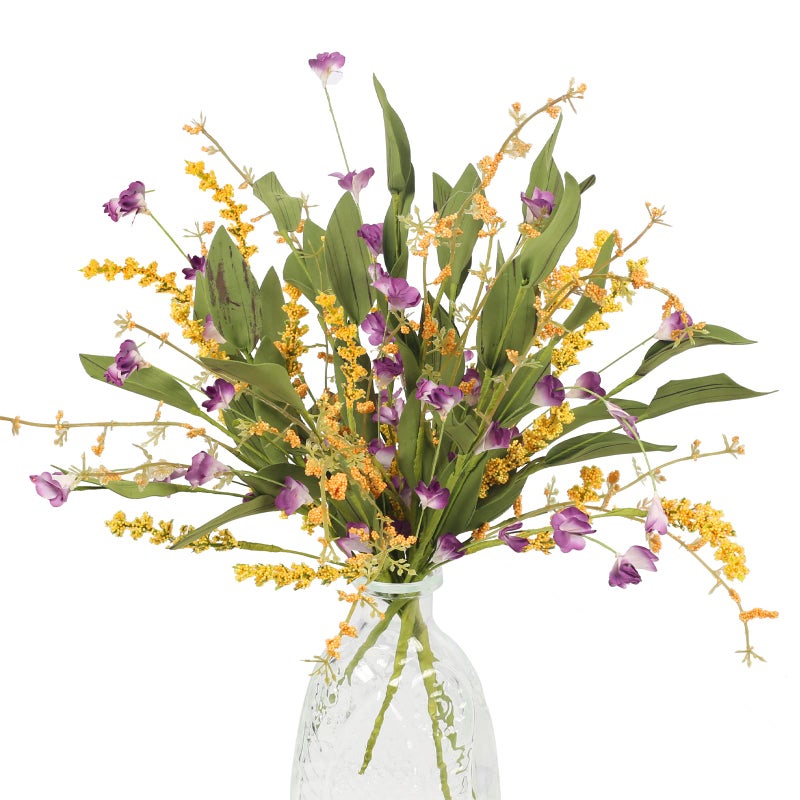 HO2NLE 4Pcs Artificial Flowers Bundles Spring Artificial Greenery Shrubs Floral Arrangement Faux Flowers Decor Indoor for Spring Easter Window Home Kitchen Table Centerpieces Farmhouse Decoration